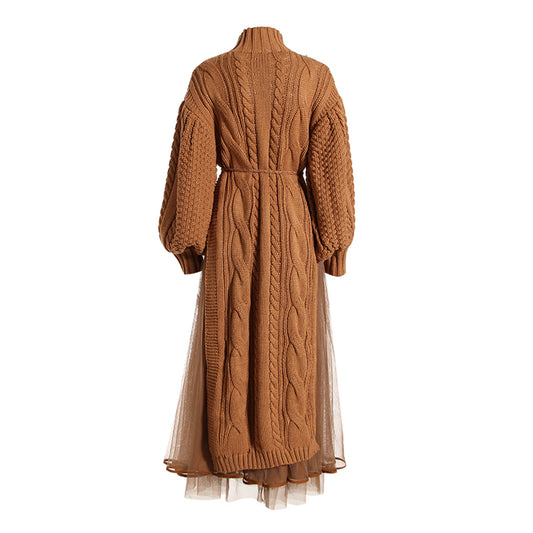 Stand-up Collar Spring Side Slit Knitted Dress Dresses