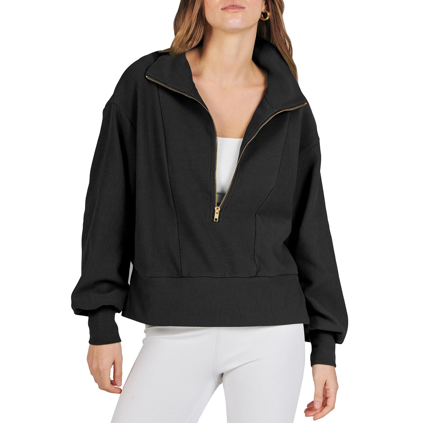 Women's Zipper Pullover Long Sleeve Sweatshirt Casual Women's Sweater, Sweater