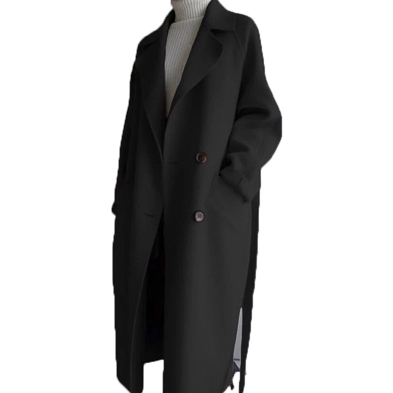 Women's Fleece Mid-length Solid Color Woolen Double-faced Coats