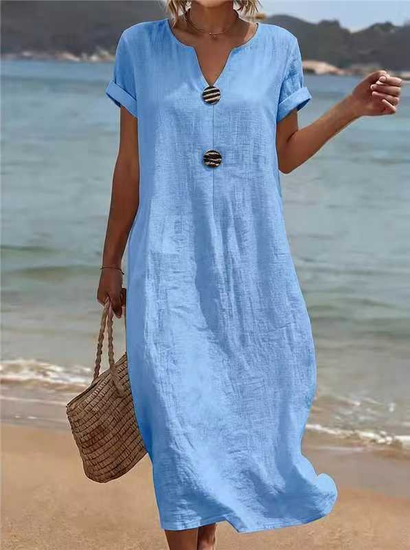 Women's Summer Seaside Holiday White Casual Solid Color Dress