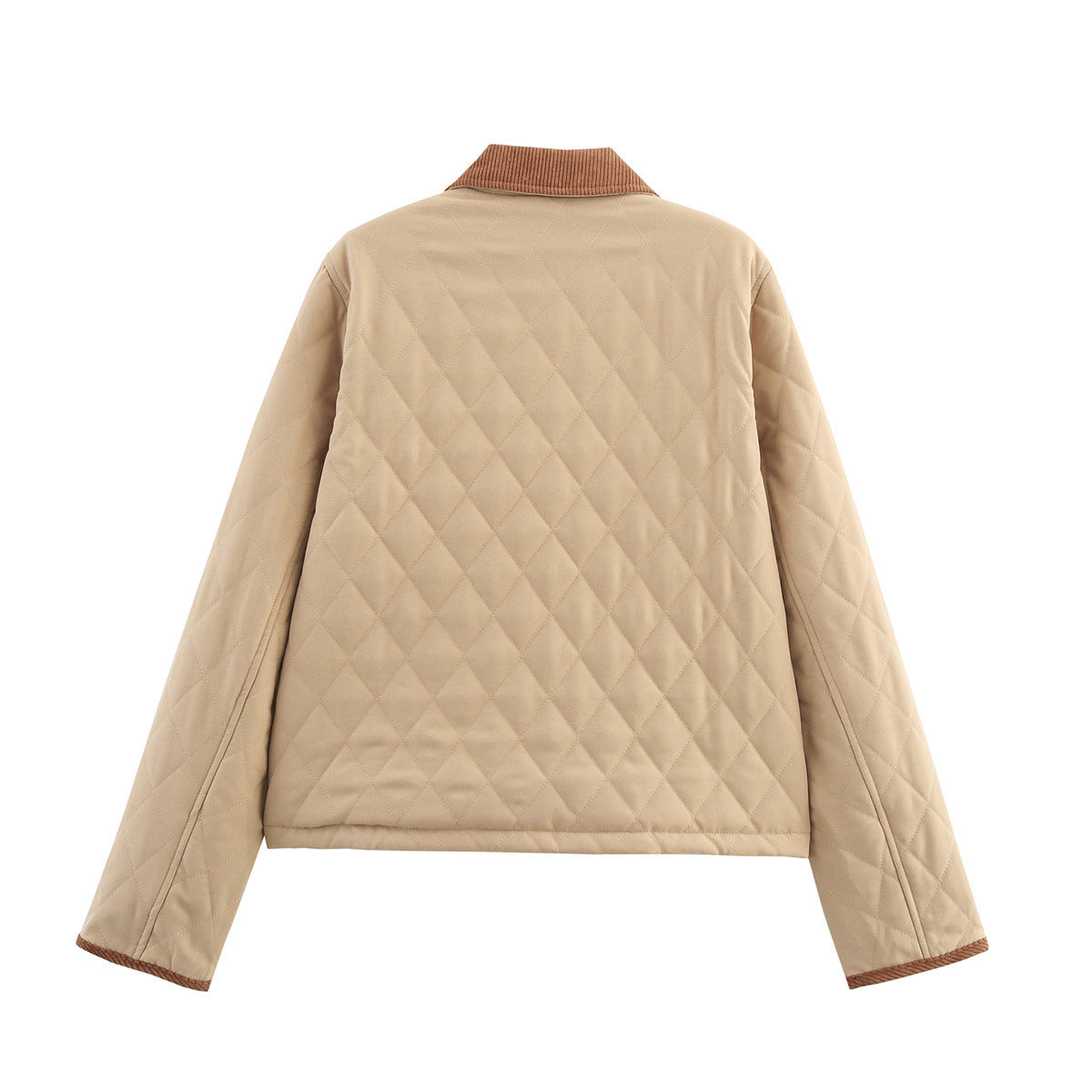 Women's Fashion Corduroy Collar Contrast Color Cotton Jackets