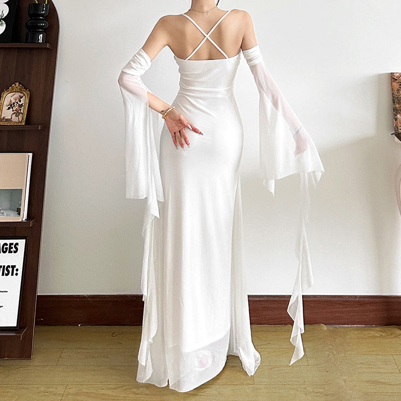 Women's Color Slim Fit High Waist Fashion Spaghetti Dresses