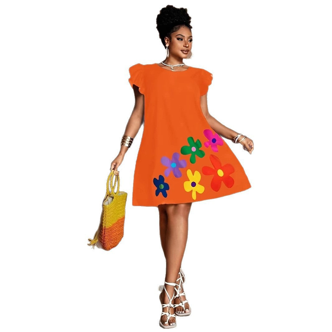 Women's Round Neck Fashion Printed Casual Dress