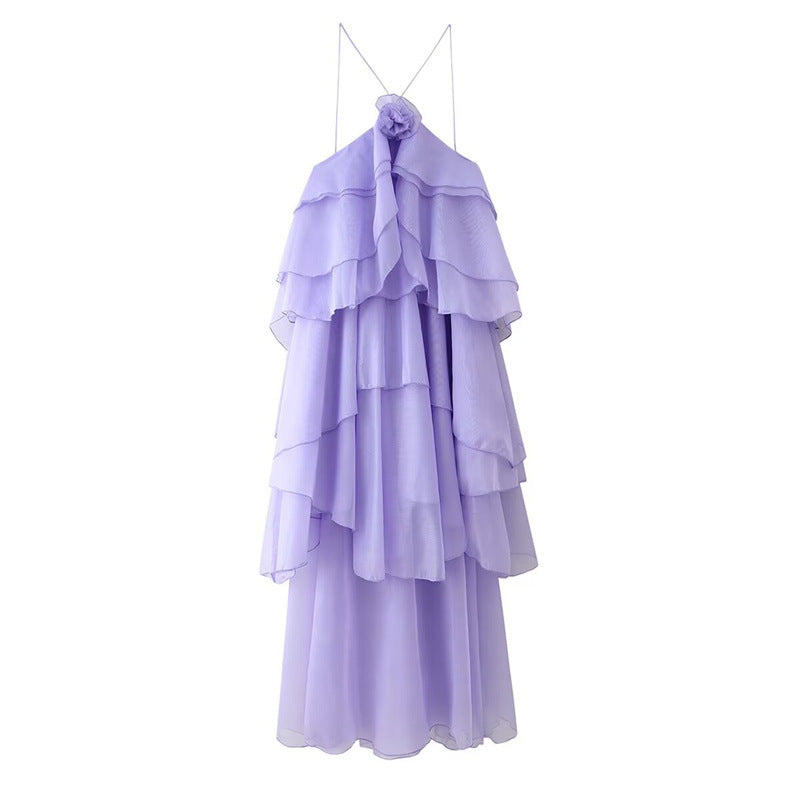 Women's Fashion Sexy Hot Three-dimensional Flower Laminated Dresses