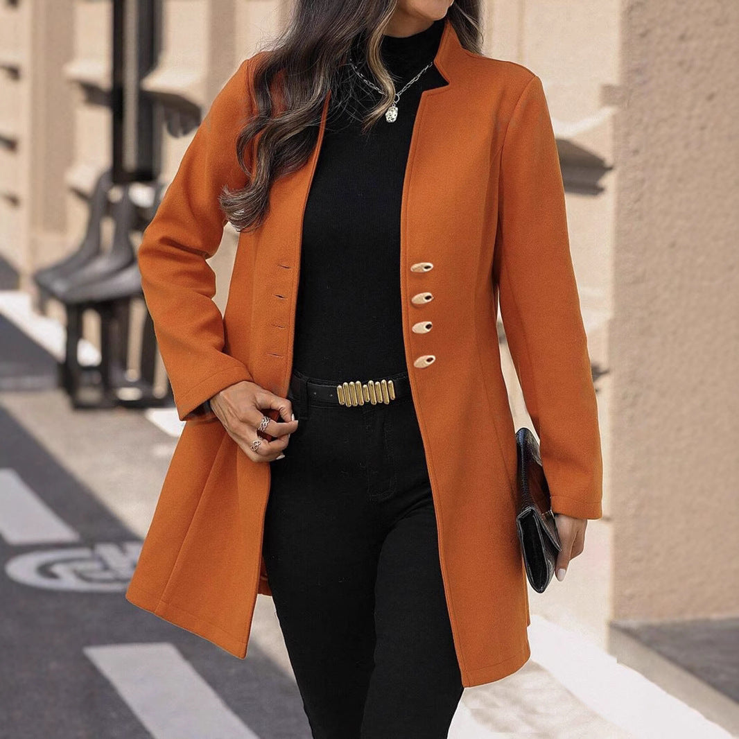 Women's Korean Style Lapel Slimming Solid Color Coats