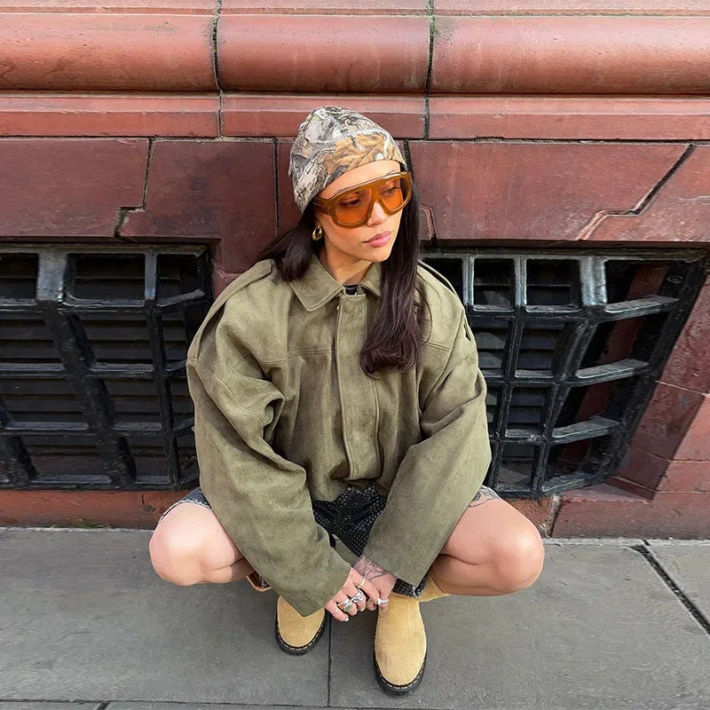 Women's Spring Fashion Pilot Batwing Sleeve Zipper Jackets