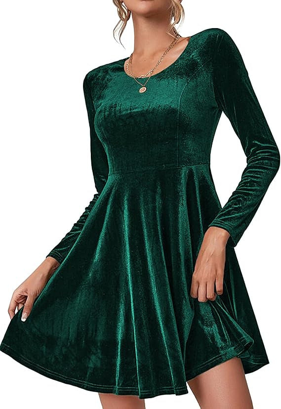 Women's Long Sleeve Round Neck Large Swing Dress