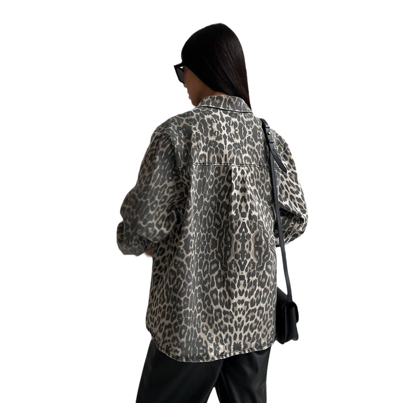 Vintage Leopard Print Niche Lapel Denim Spring Jackets