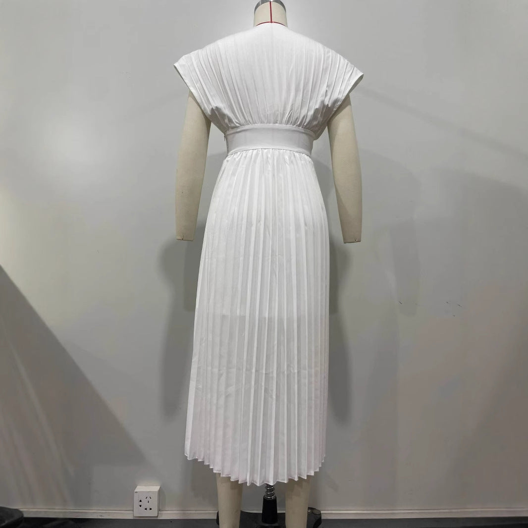 Women's Fashion Pleated Solid Color Dress Dresses