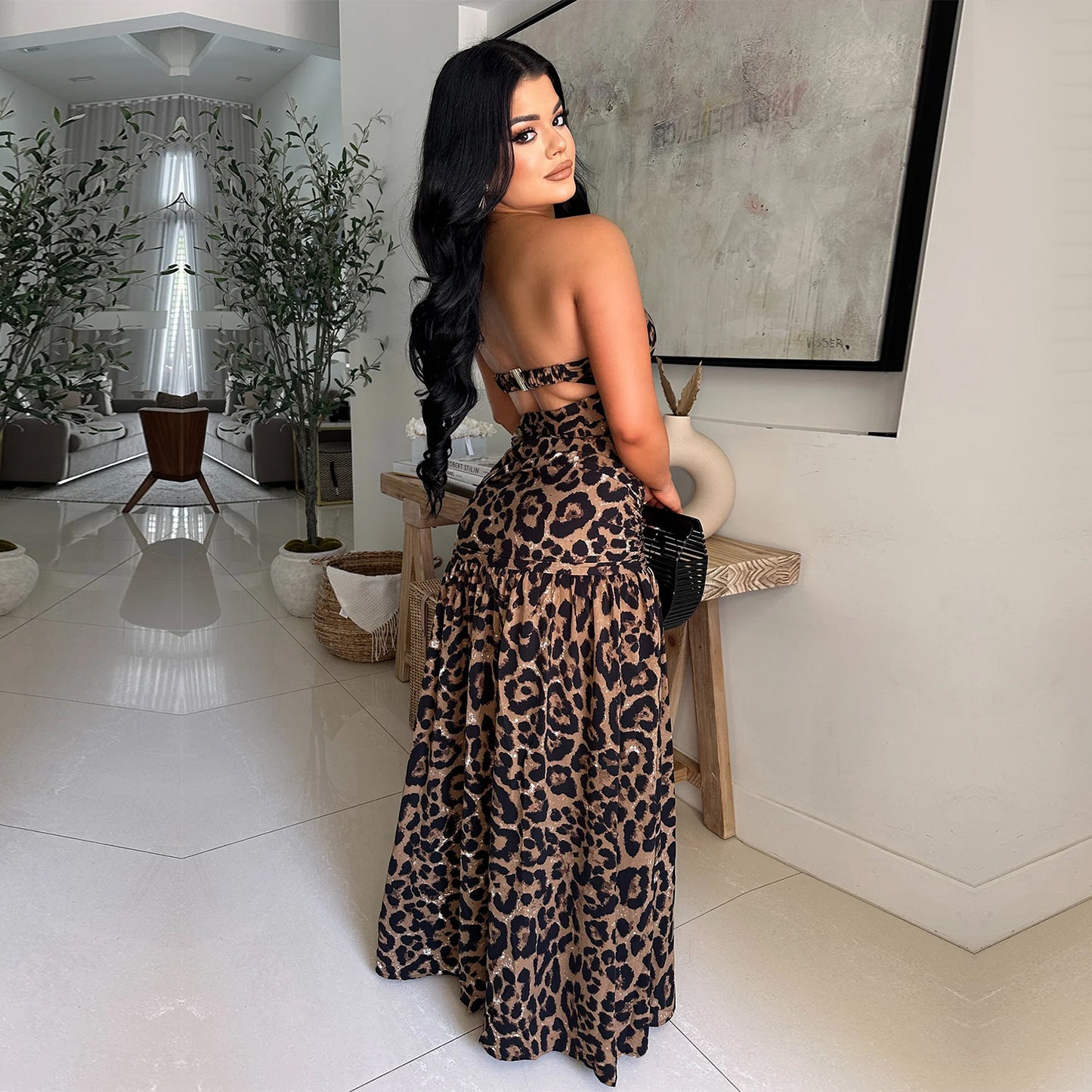 Women's Fashion Wear Sexy Leopard Print Tube Dresses
