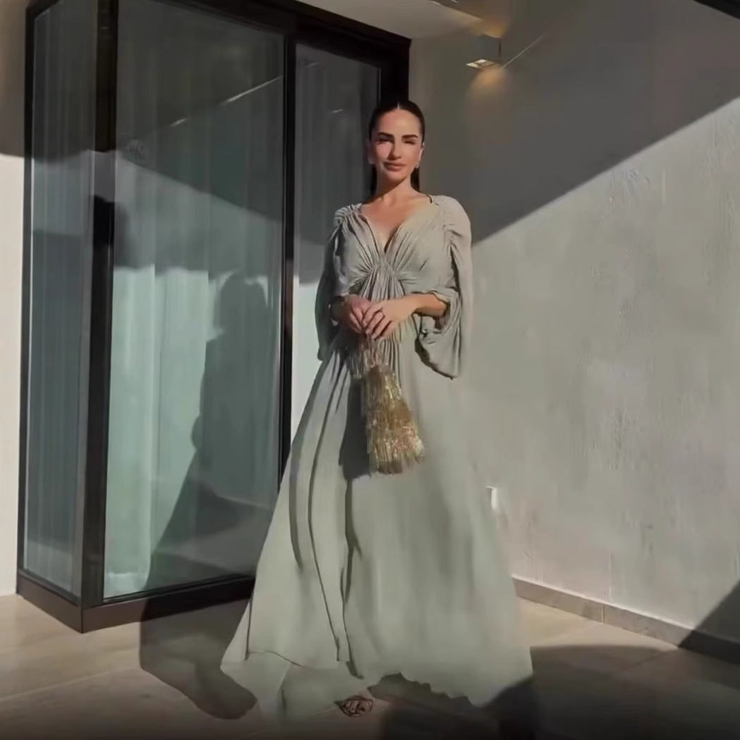 Women's Graceful Versatile Pleated Design Dress Dresses