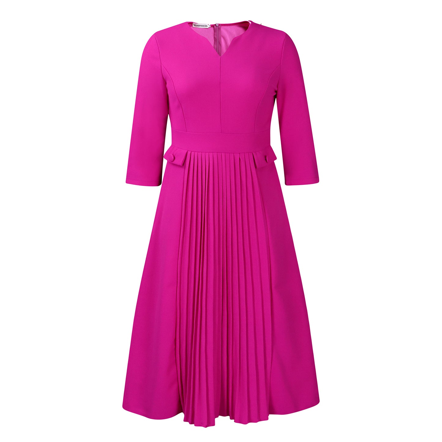 Women's Autumn Fashion Elegant Solid Color Pleated Dress