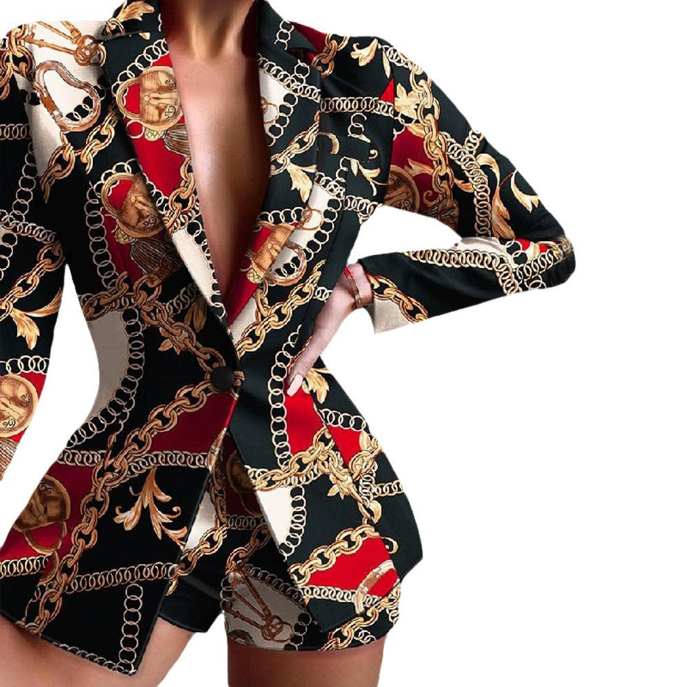 Women's Commuter Long Sleeve Slim Two-piece Set Suits