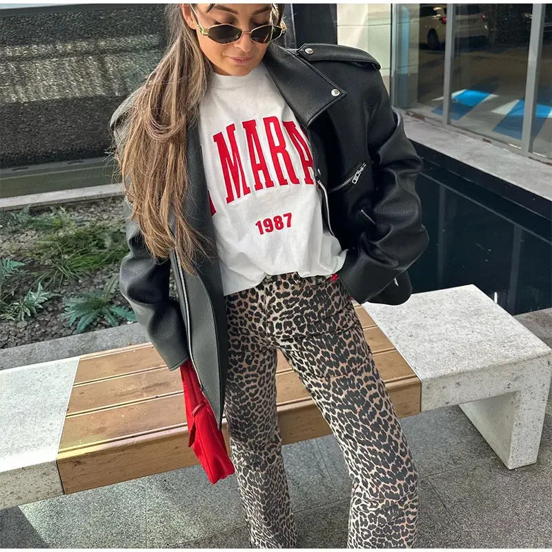 Women's High Waist Straight Personality Street Traffic Pants