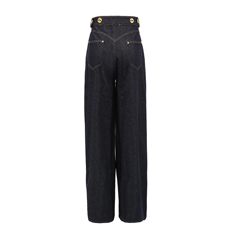 Design Trousers Autumn High Waist Rivet Jeans