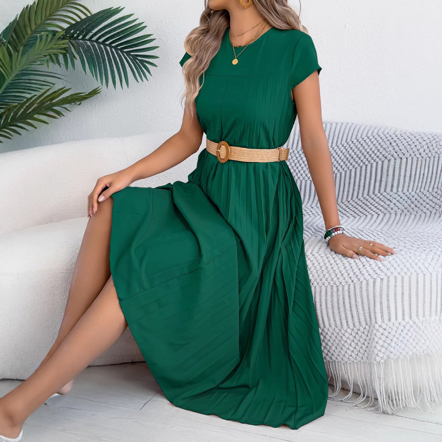 Women's Pleated With Casual Loose Sleeves Pockets Shorts