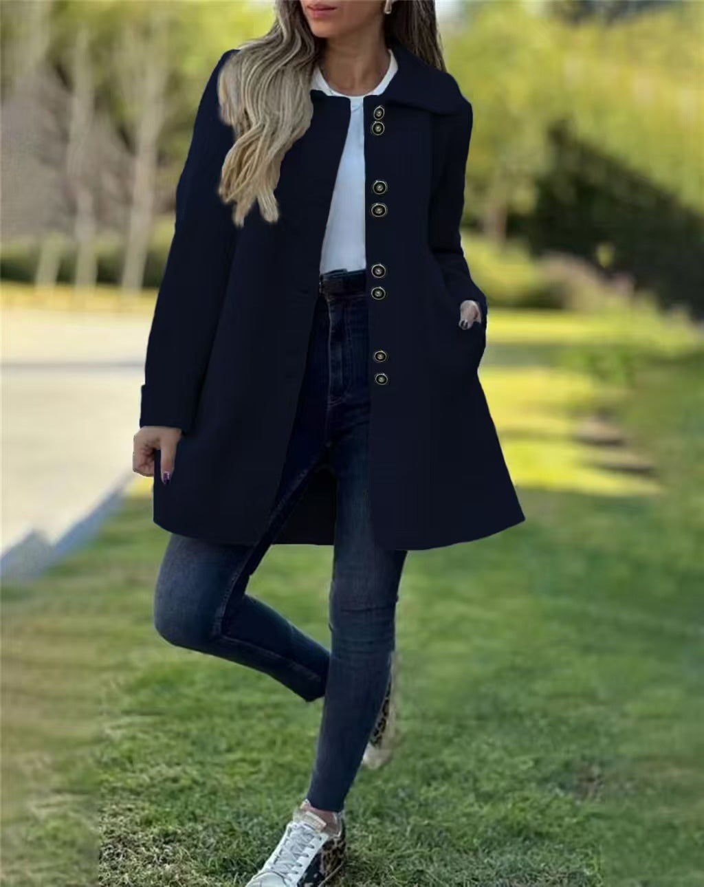 Beautiful Slouchy Woolen Polar Fleece Single-breasted Coats