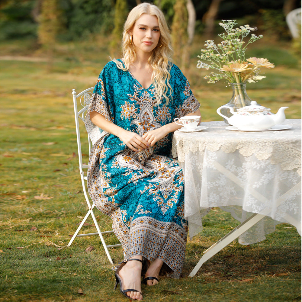 Women's Bohemian Printed Loose Robe Seaside Vacation Plus Size