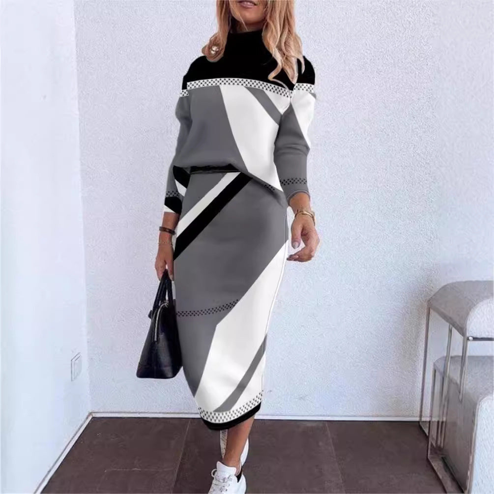 Unique Long Sleeve Turtleneck Fashion Dress Dresses