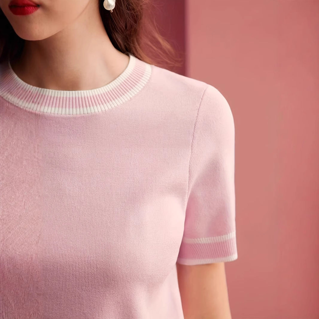 Women's Knitted Summer Fashion Casual Contrast Color Women's Sweater