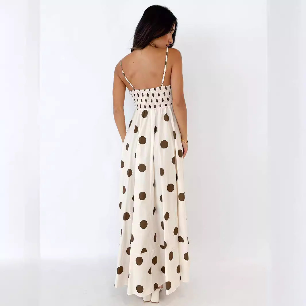 Women's Printed Backless Sexy Suspenders Large Swing Dresses