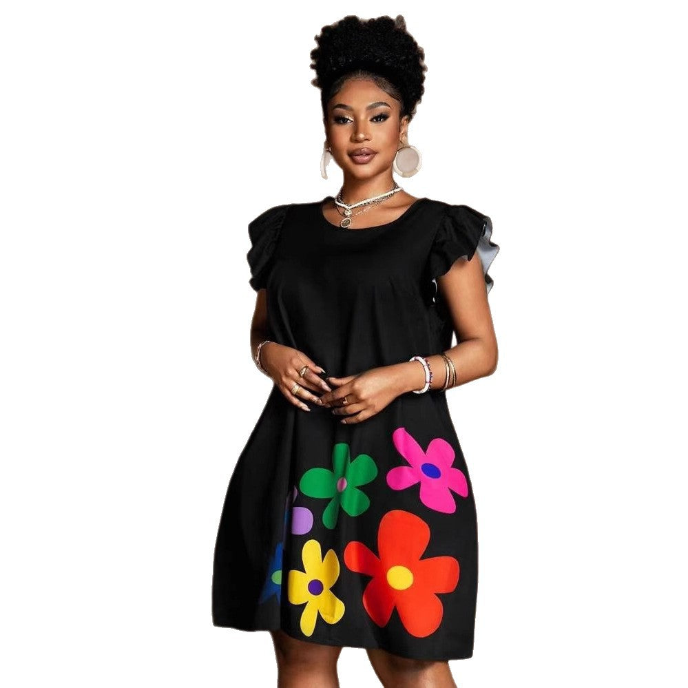 Women's Round Neck Fashion Printed Casual Dress