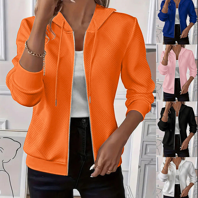 Women's Solid Color Long Sleeve Knitted Zipper Women's Sweater, Sweater