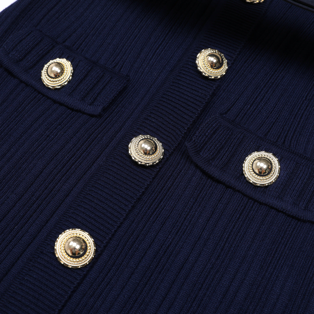 Long Sleeve Round Neck Belt Knitted Slim Dresses