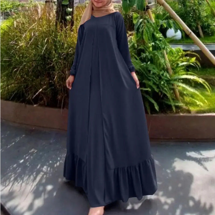 Robe Cotton Linen Loose Temperament Long Sleeve Dress