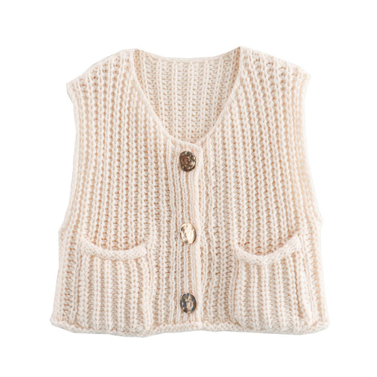 Women's Street Fashion Color Thick Needle Vests