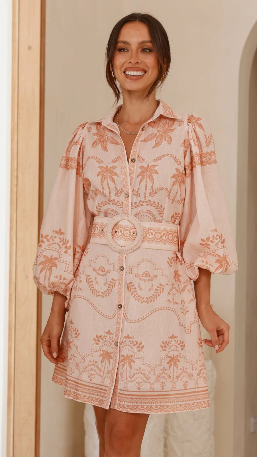 Attractive Linen Temperament Leisure Belt Waist Dress