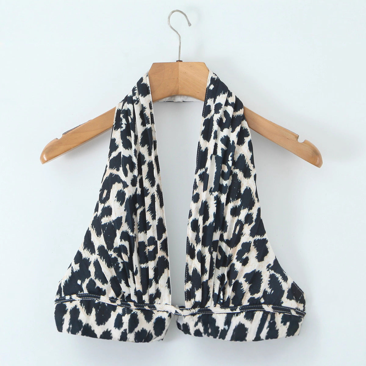 Women's Sexy Leopard Print Deep Backless Halter Dresses
