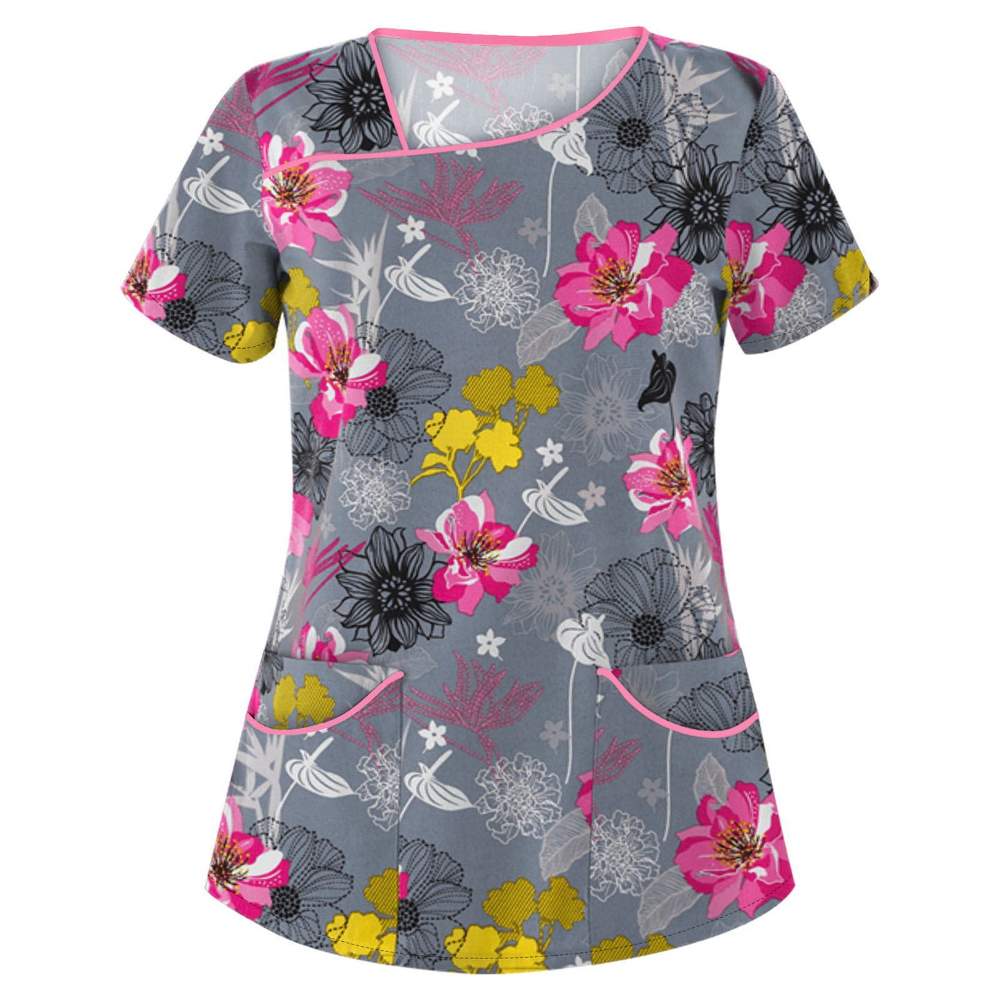 Women's Stylish Printed Sleeve Pocket T-shirt Blouses