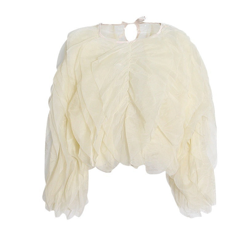 Elegant Solid Color Spring High-grade Round Blouses