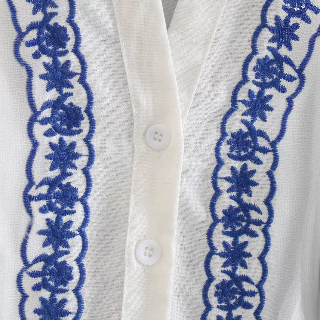 Trendy Spring Embroidered Leisure Loose Shirt Blouses