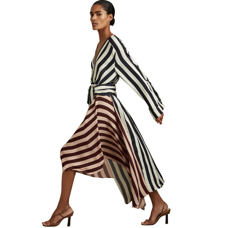 Women's Long-sleeved Loose Striped Design Sense Casual Dress