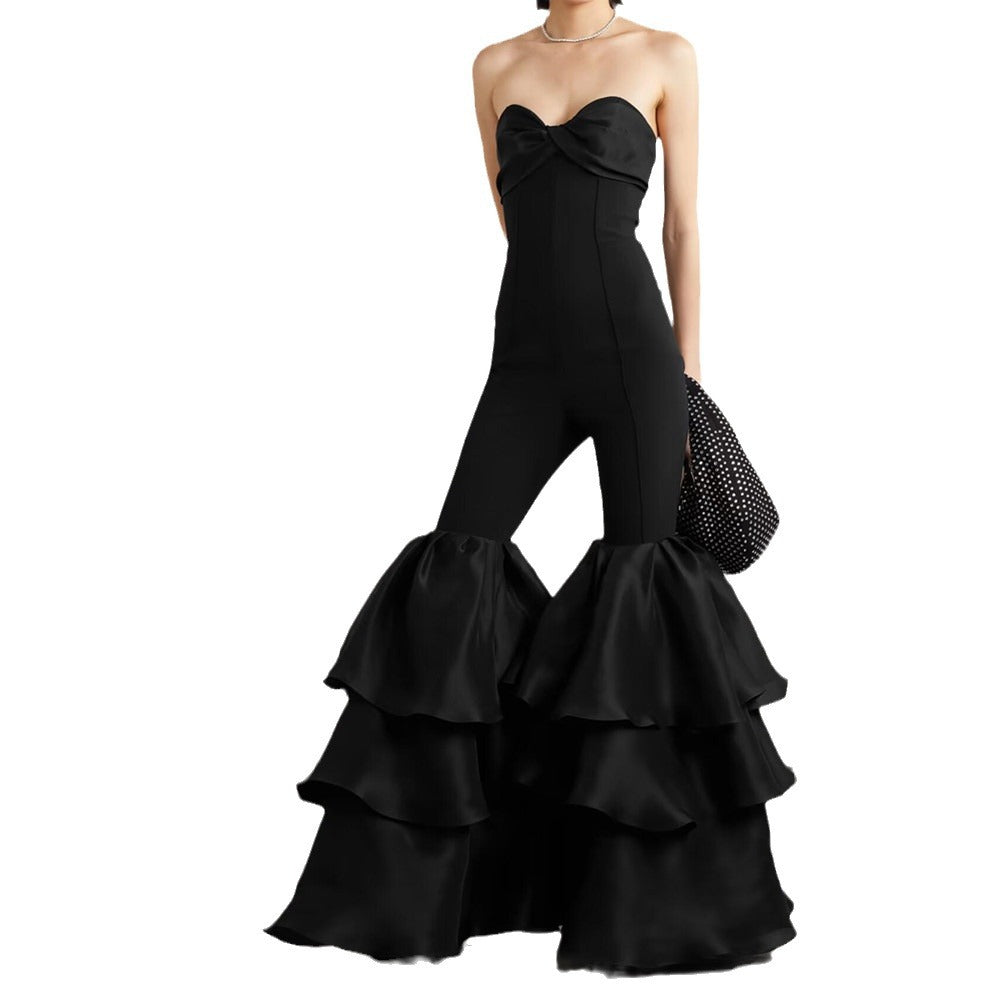 Women's Bandage Fashion Tube Cake Leg Banquet Jumpsuits