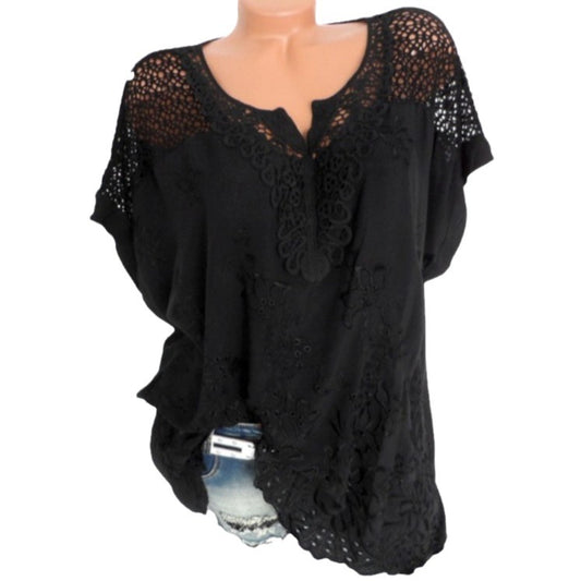 Women's Fashion Wear Lace Embroidery Sleeve Batwing Blouses