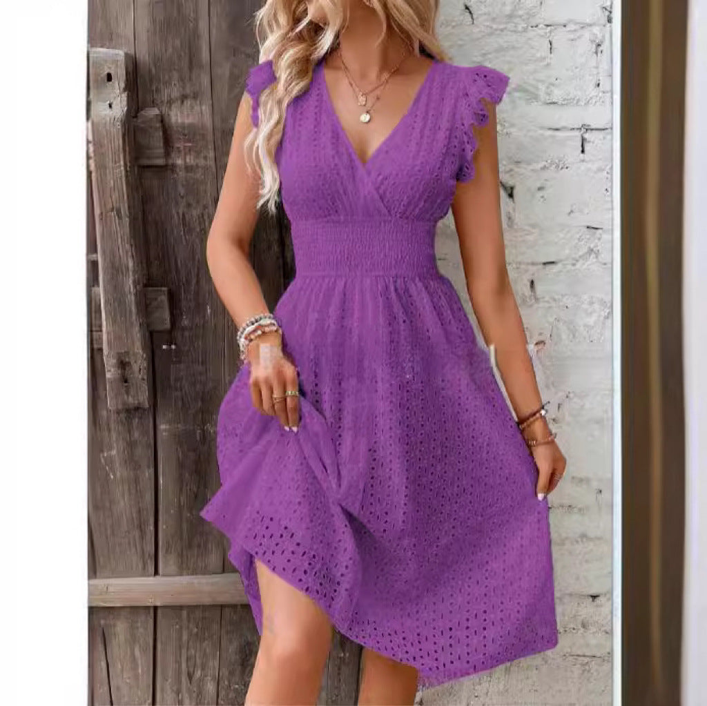 Graceful Women's Summer Ruffle Sleeve Elegant Dress