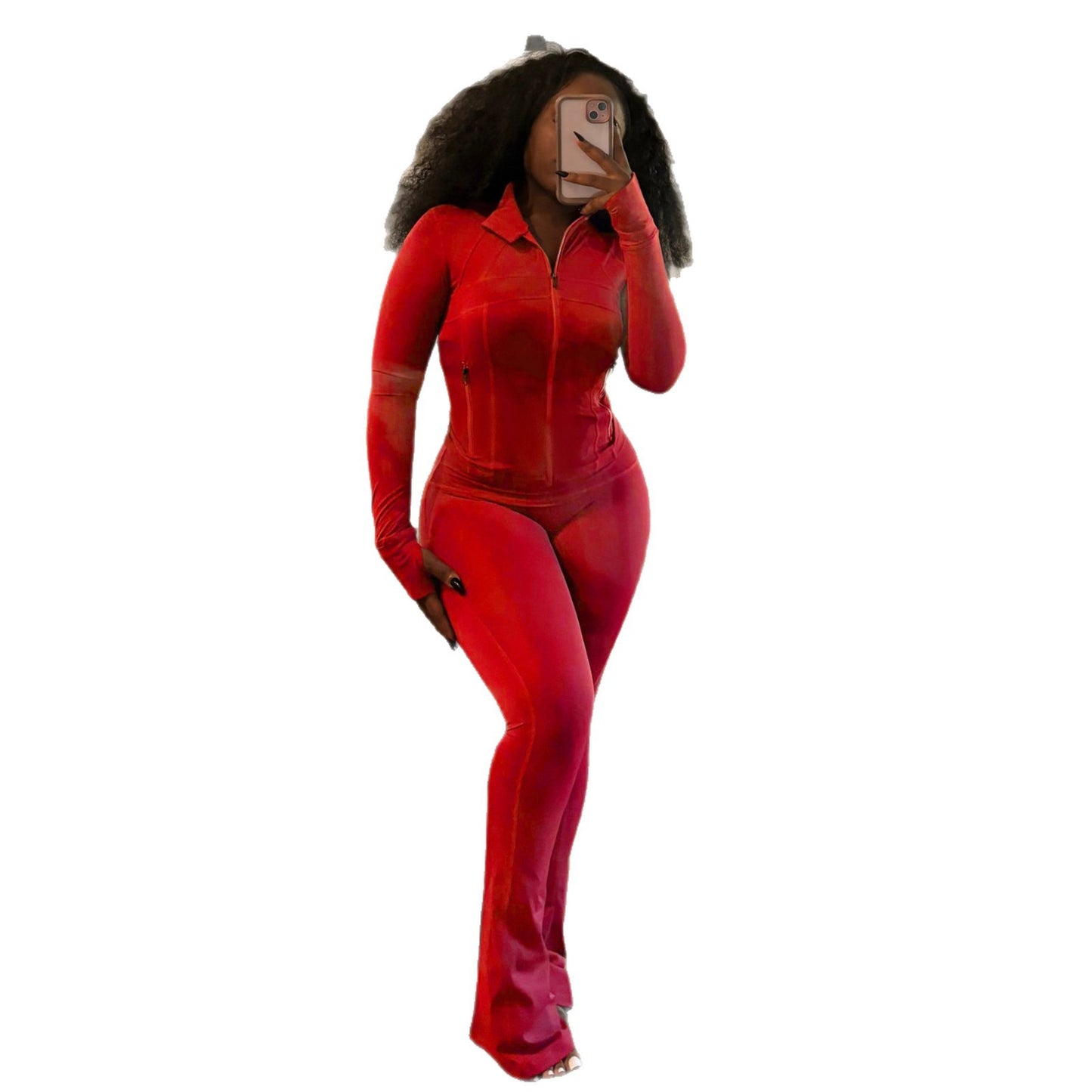 Women's Sports Leisure Sexy Tight Long-sleeved Horn Two-piece Clothing
