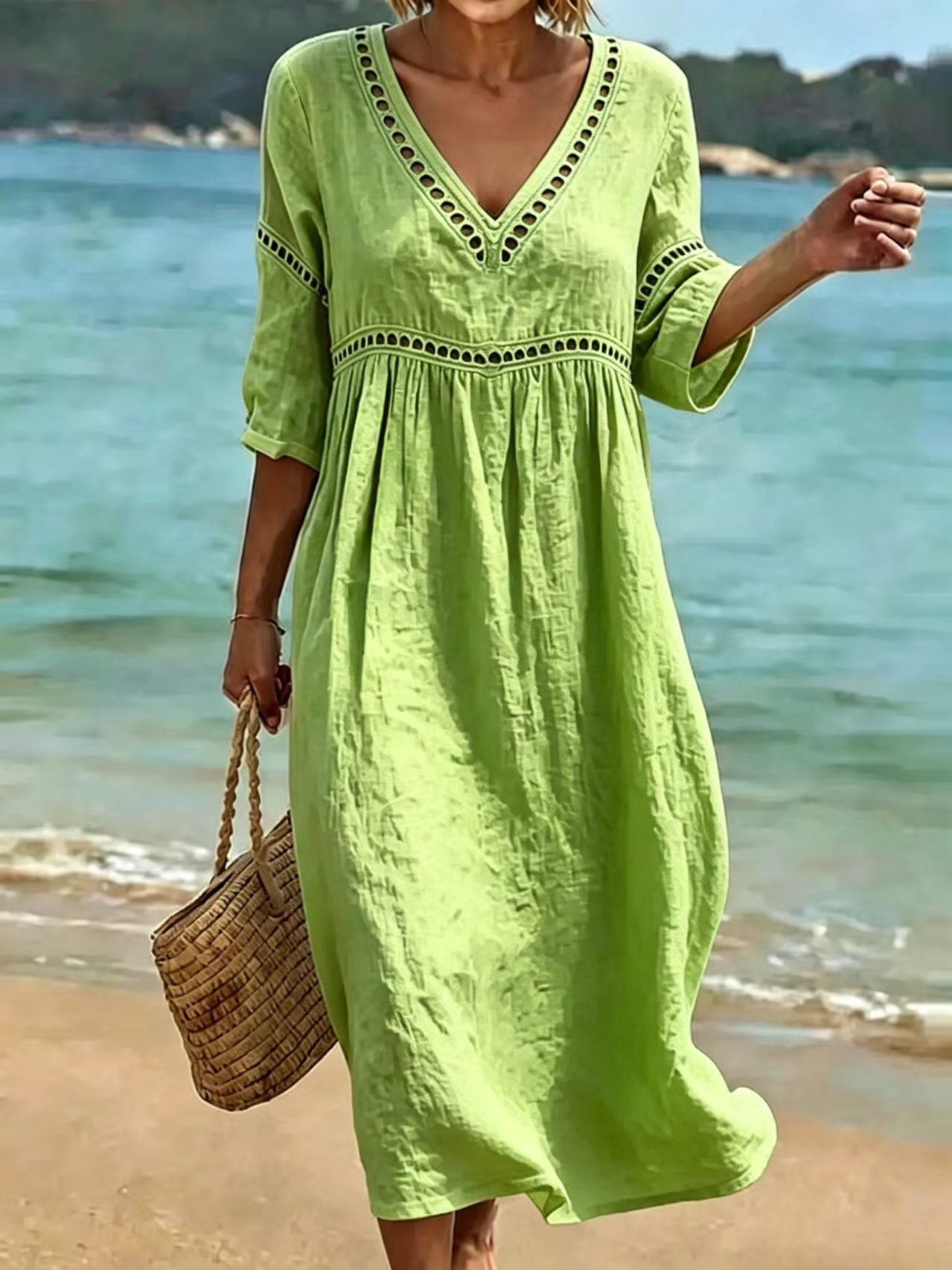 Women's Elegant Casual Solid Color Half Sleeves Dress