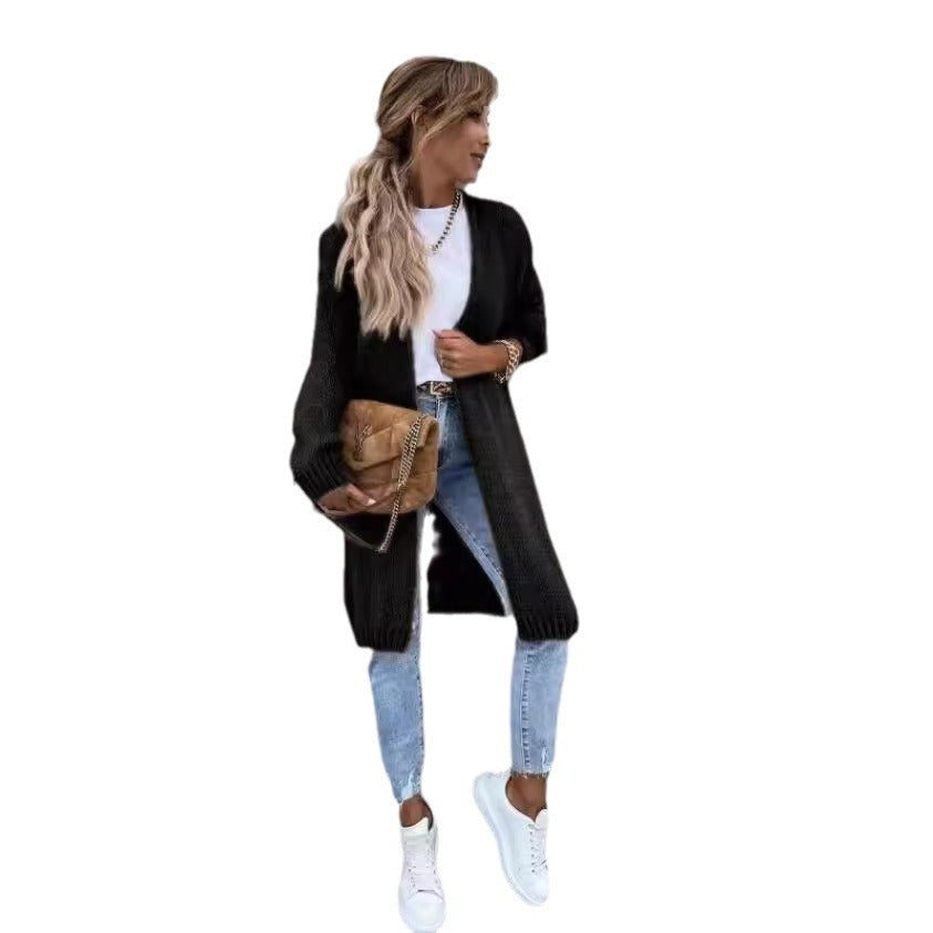 Women's Knitted Loose-fitting Solid Color Long Sleeves Women's Sweater