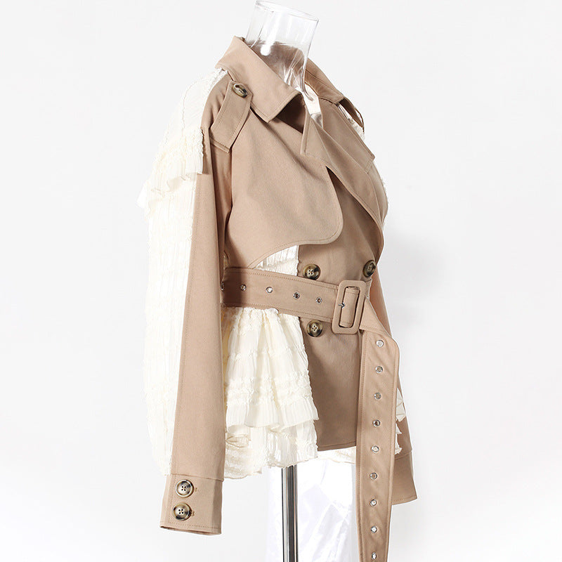 Women's Niche Retro Trench Autumn Turn-down Collar Coats