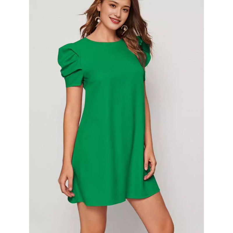 Solid Color High Waist Fashion Elegant Dress