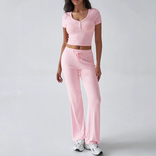 Women's Temperament Pure Color Round Neck Urban Suits