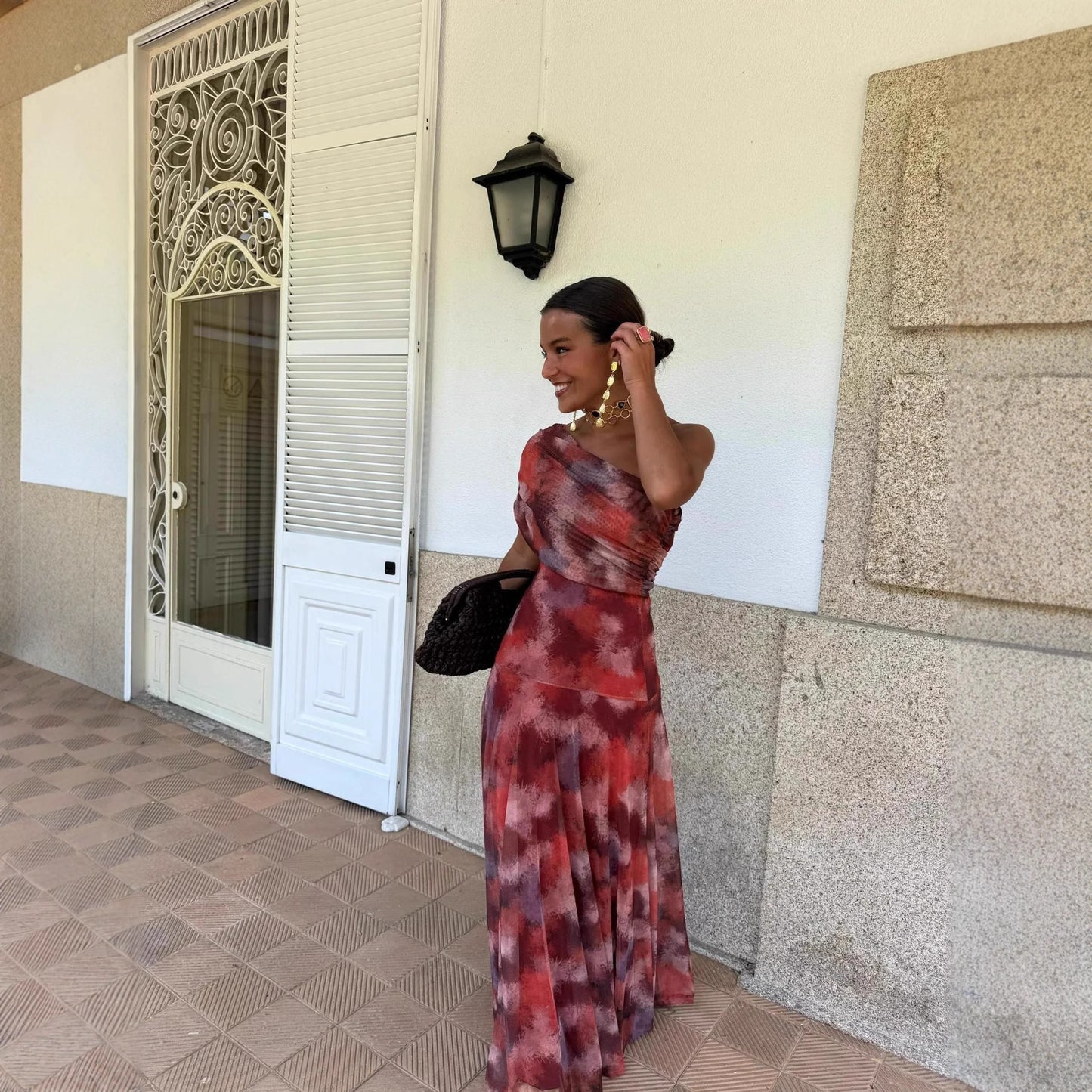 Summer Printed Pleated Vacation Style Slimming Large Dresses