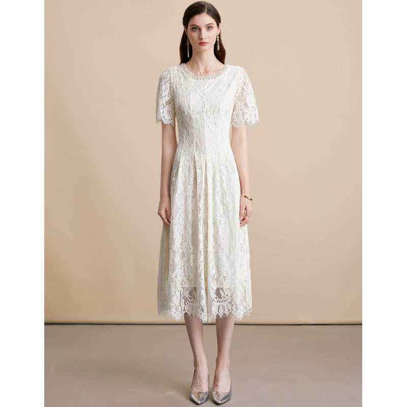 Women's Summer Rhinestone Round Neck Sleeve High-grade Dresses