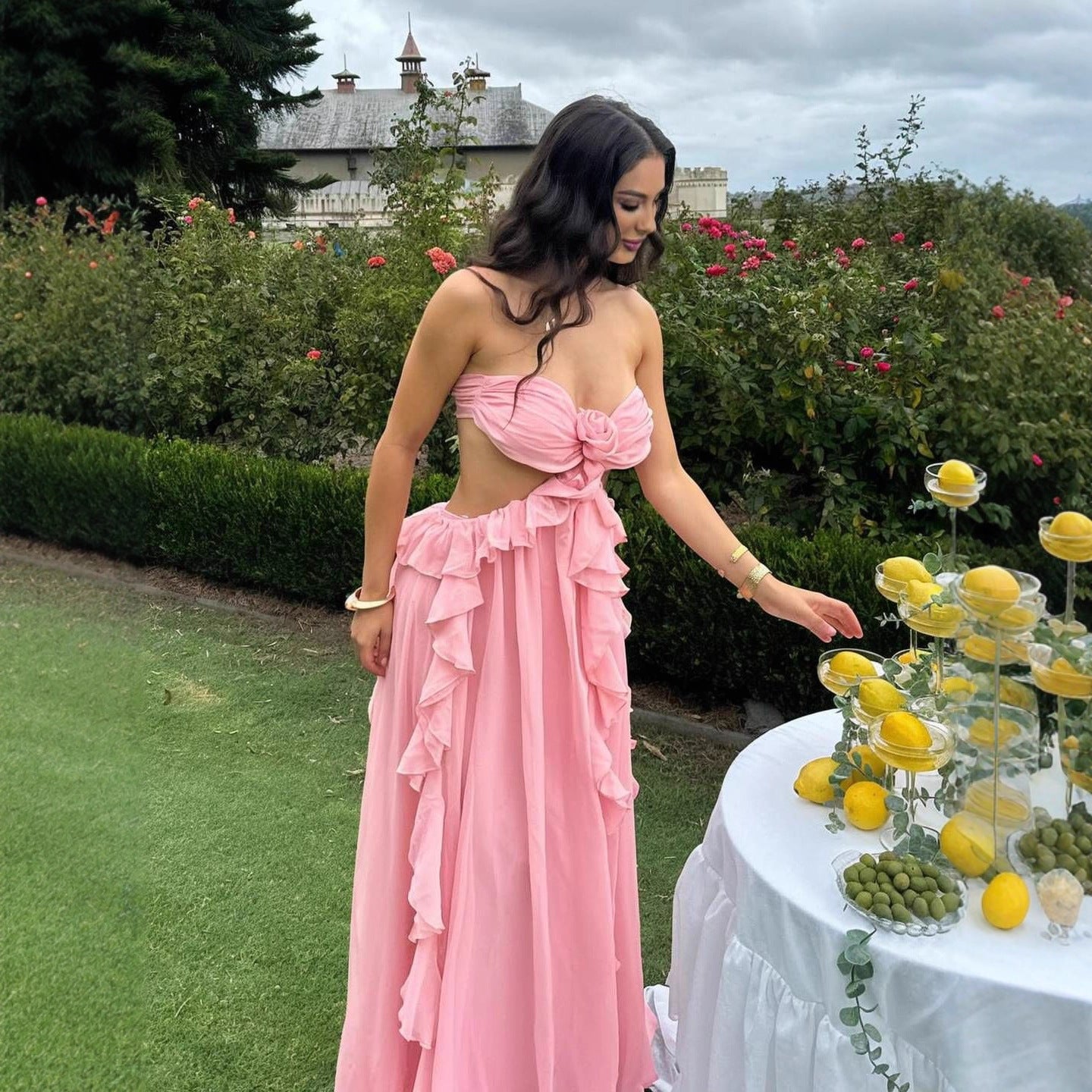 Summer Niche Patchwork Ruffled Tube Holiday Dresses