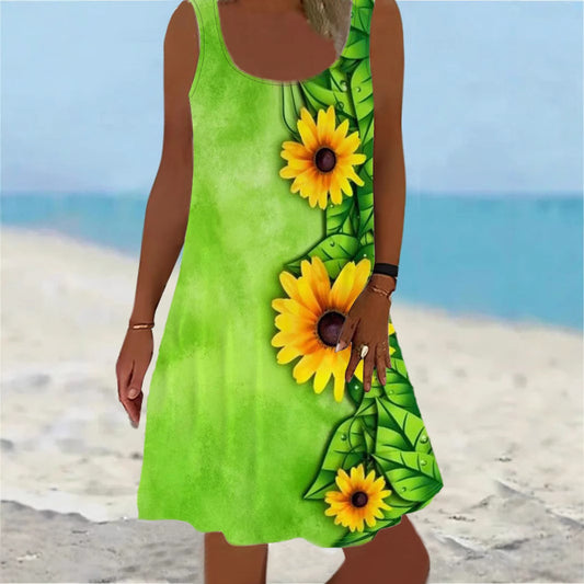 Comfortable Casual Fashion Sunflower Print Sleeveless Vests