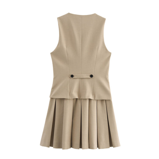 Women's Fashion Casual Wide Pleated Striped Dress Dresses